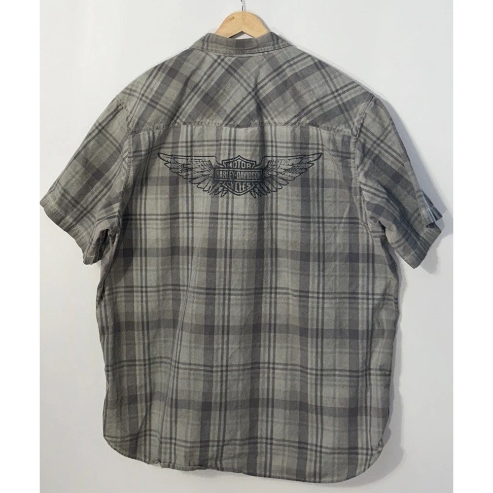 Harley-Davidson‎ Winged Men's Over-Dyed Plaid Short-Sleeve SNAP Shirt Sz 3XL